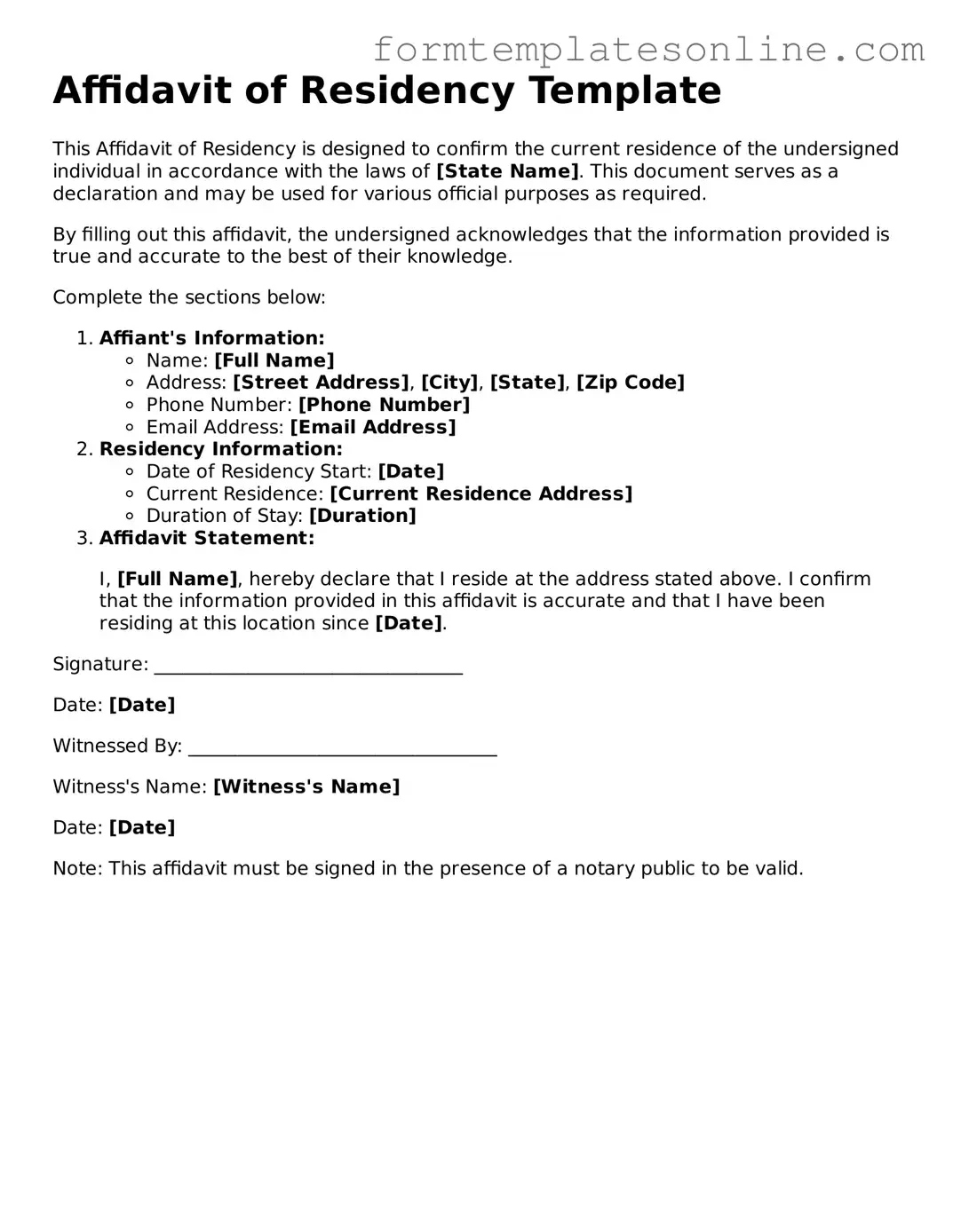 Attorney-Approved Affidavit of Residency Template