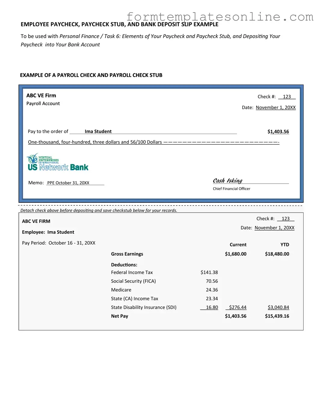 Payroll Check PDF Form