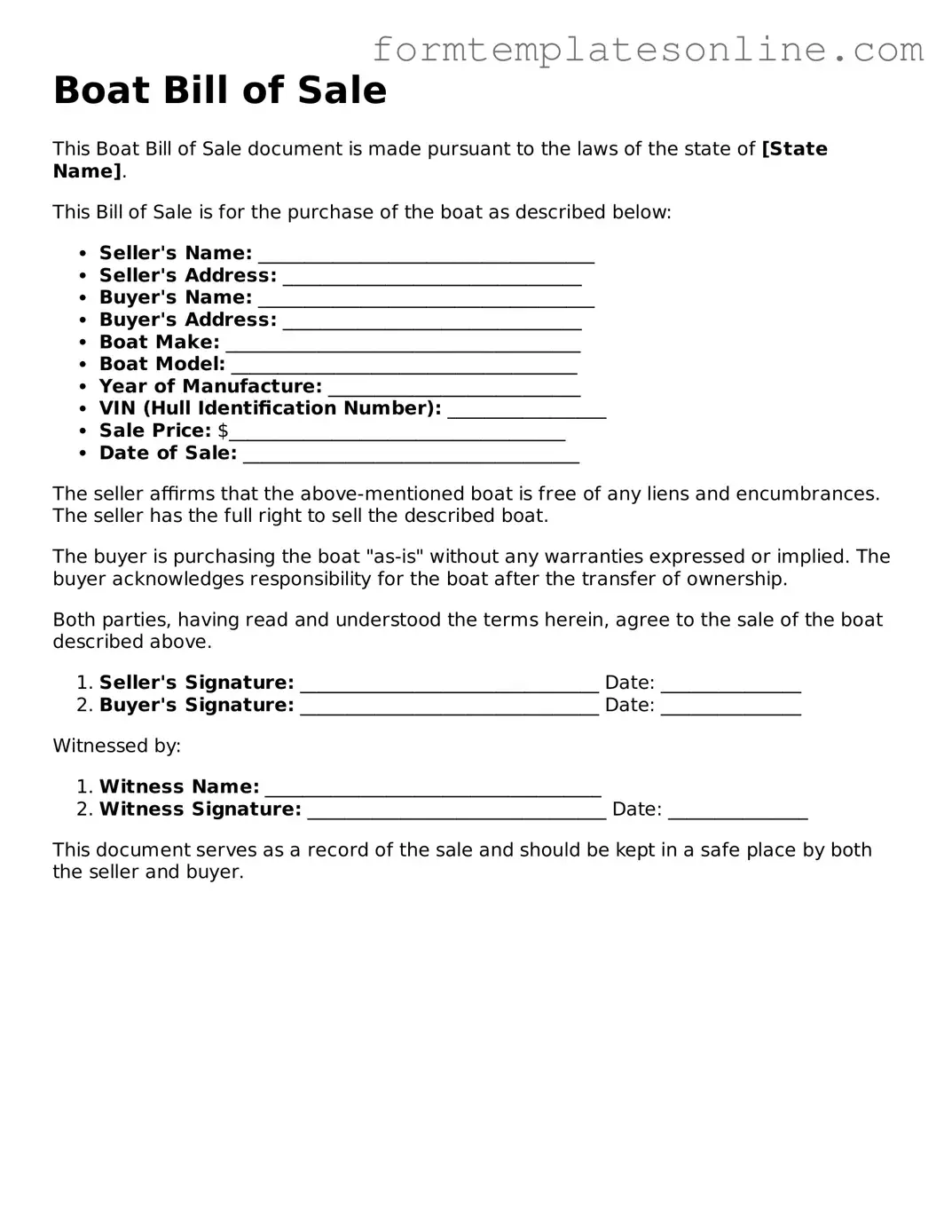 Attorney-Approved Boat Bill of Sale Template