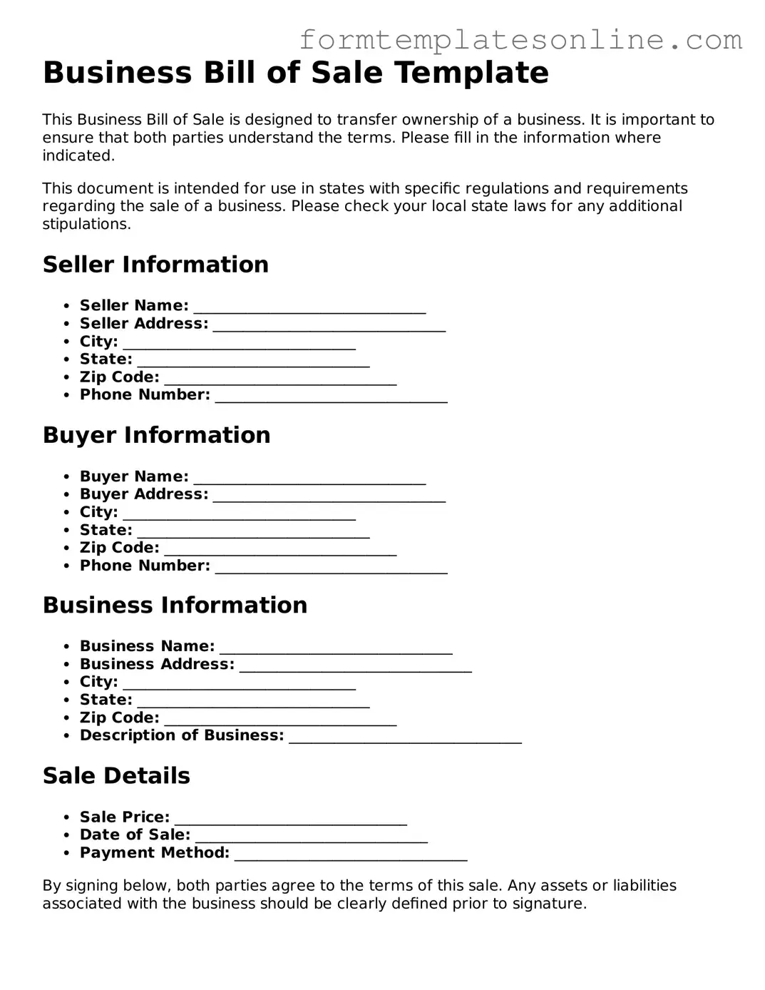 Attorney-Approved Business Bill of Sale Template