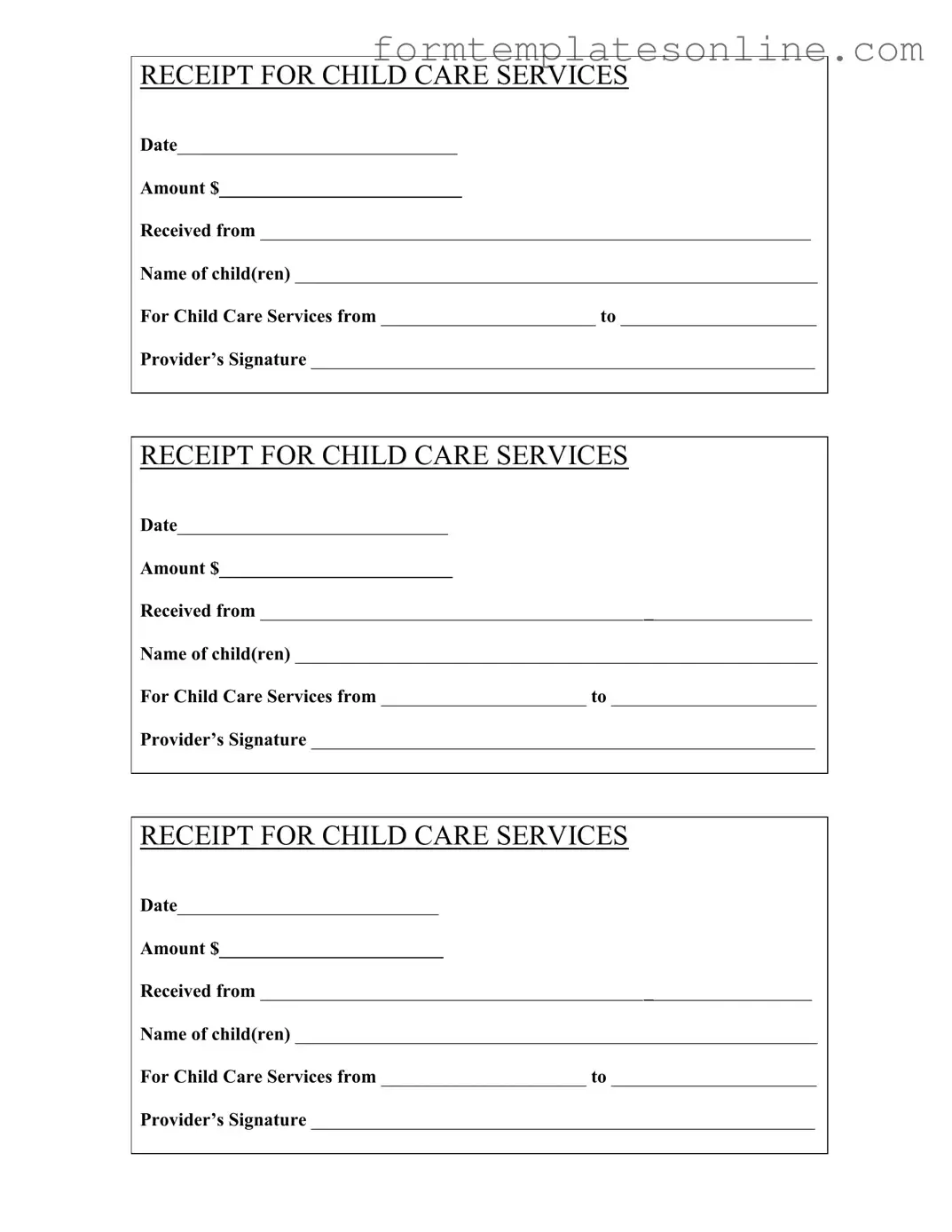 Childcare Receipt PDF Form