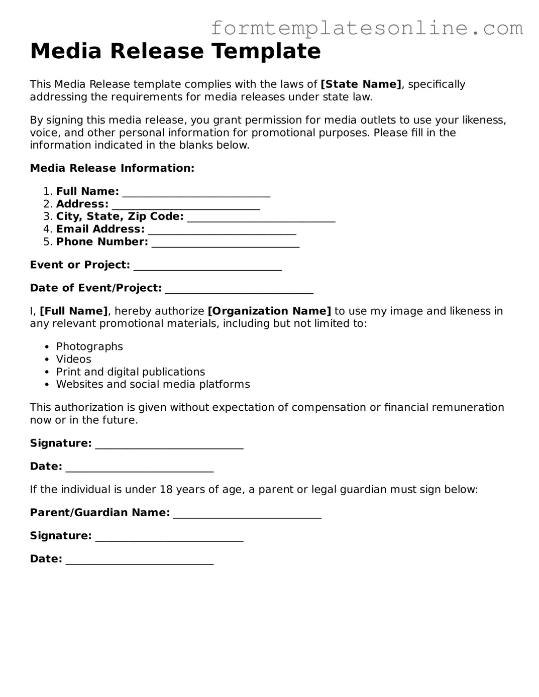 Attorney-Approved Media Release Template