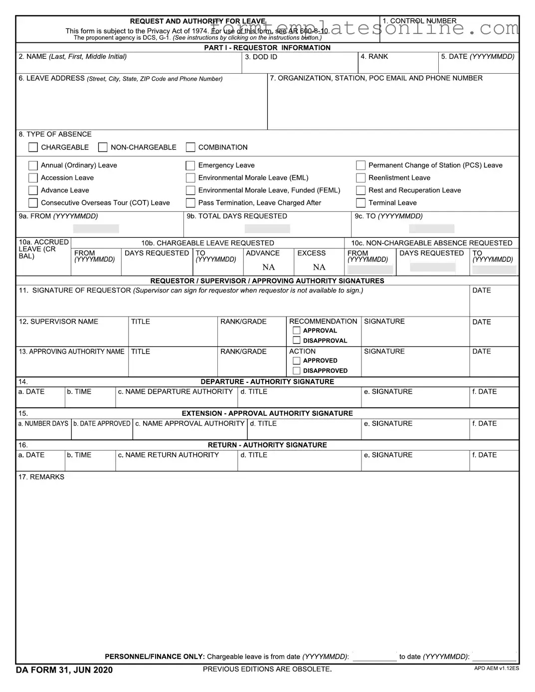 Da 31 PDF Form