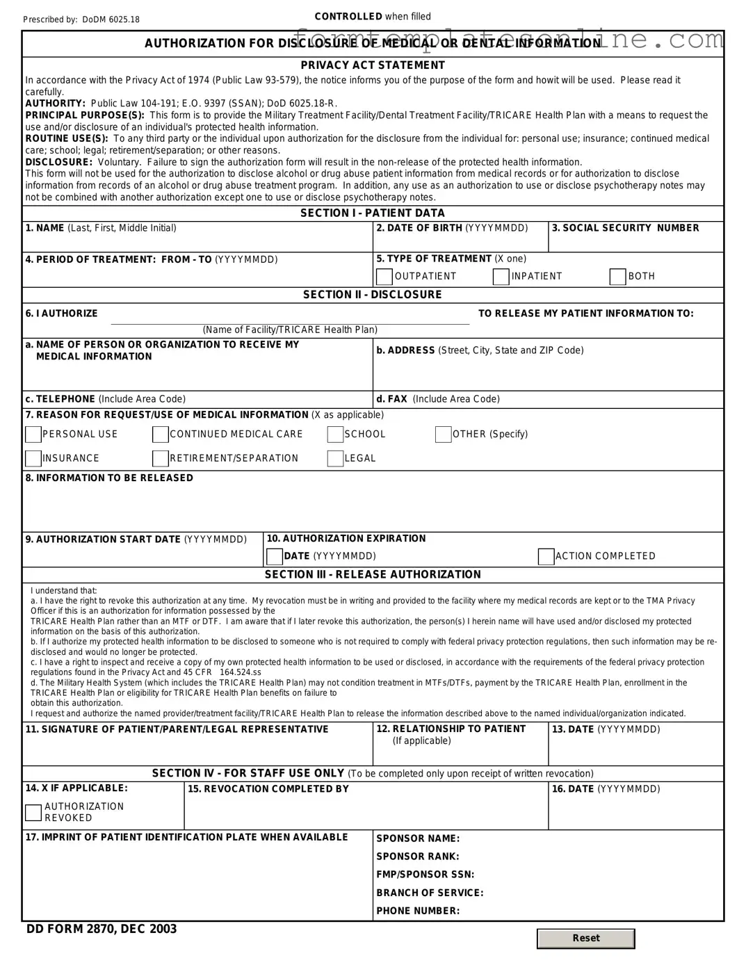 DD 2870 PDF Form