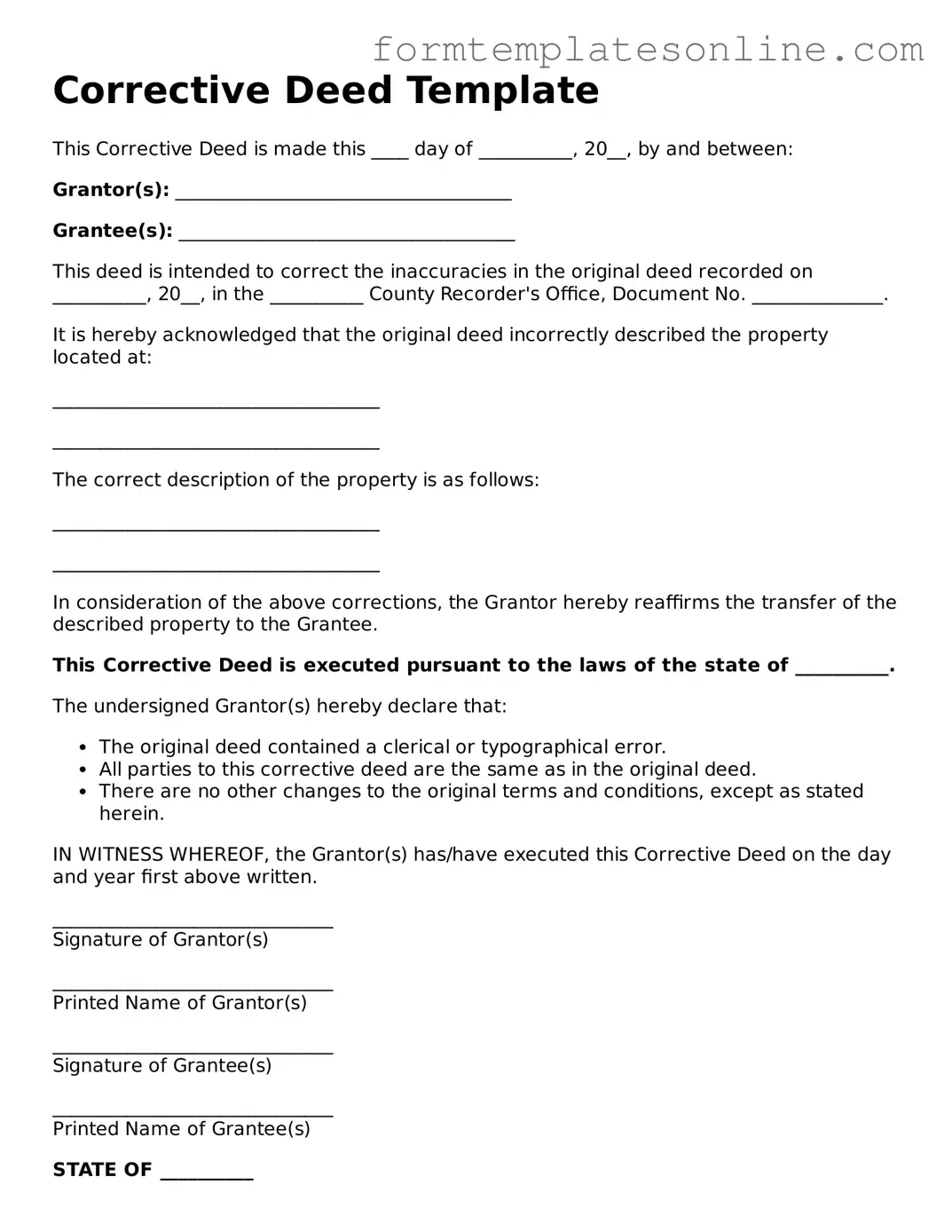 Attorney-Approved Corrective Deed Template