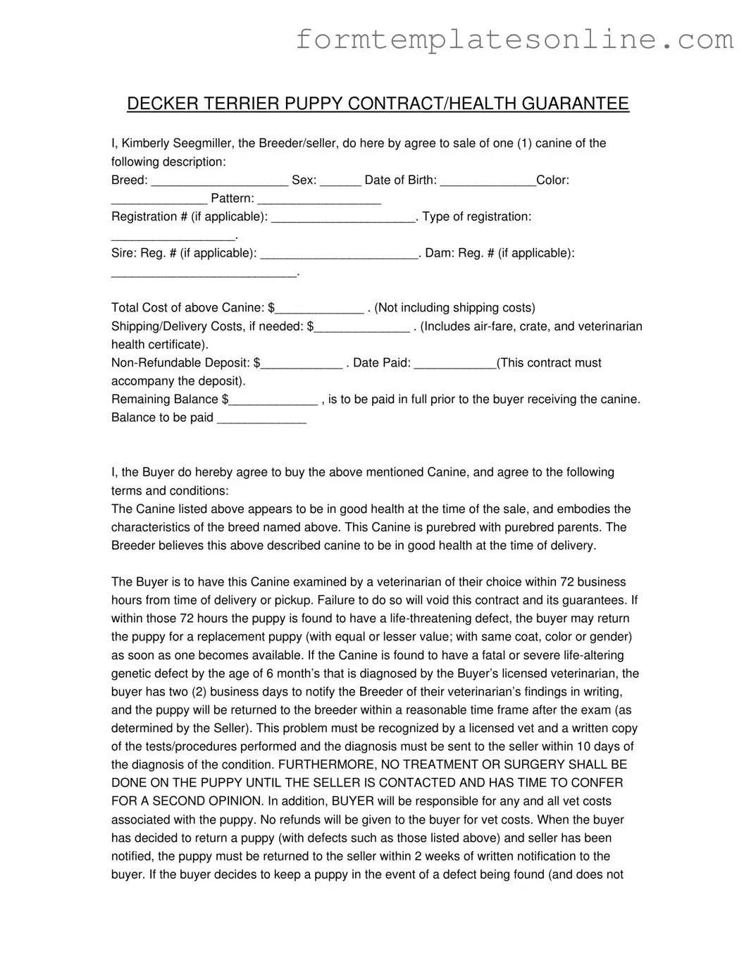Health Guarantee PDF Form