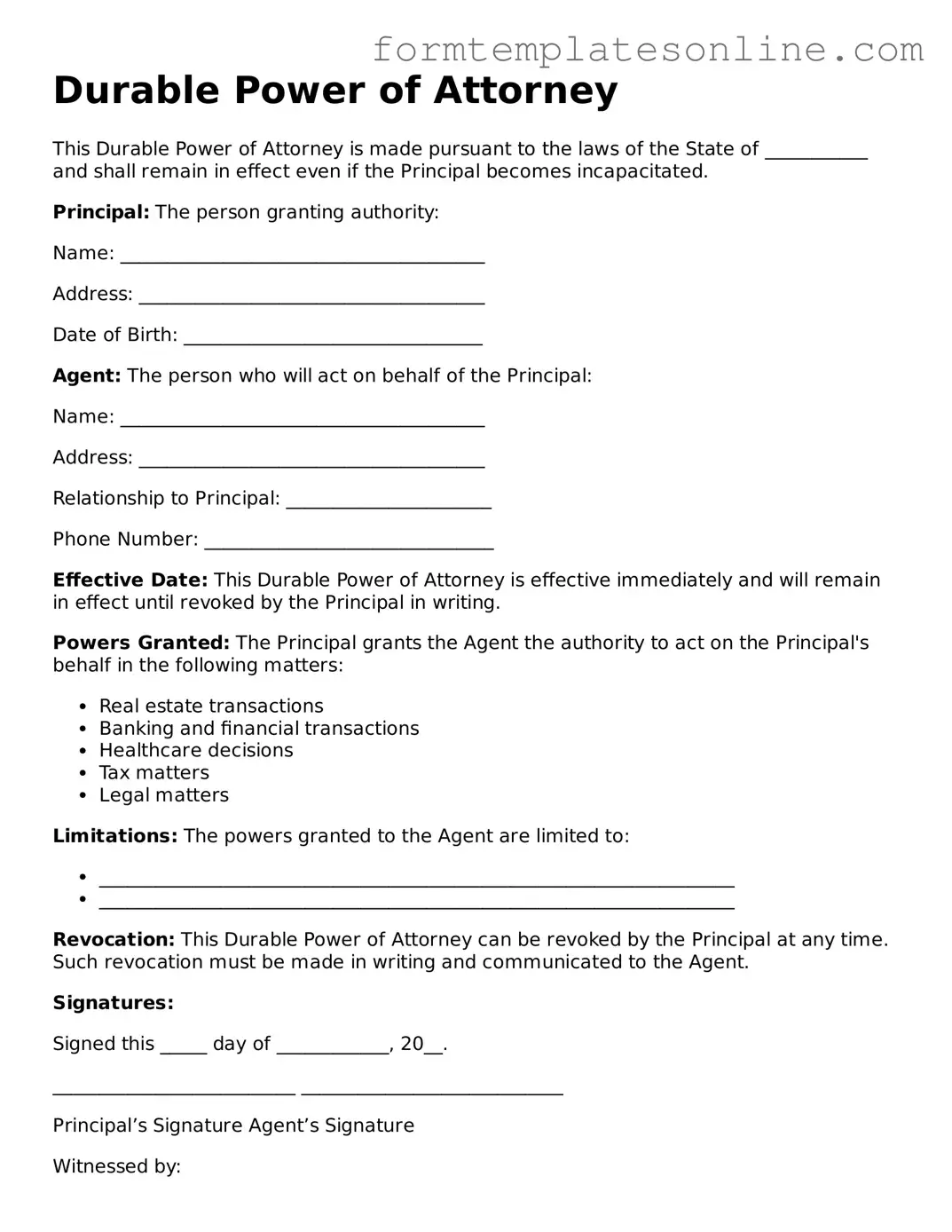 Attorney-Approved Durable Power of Attorney Template