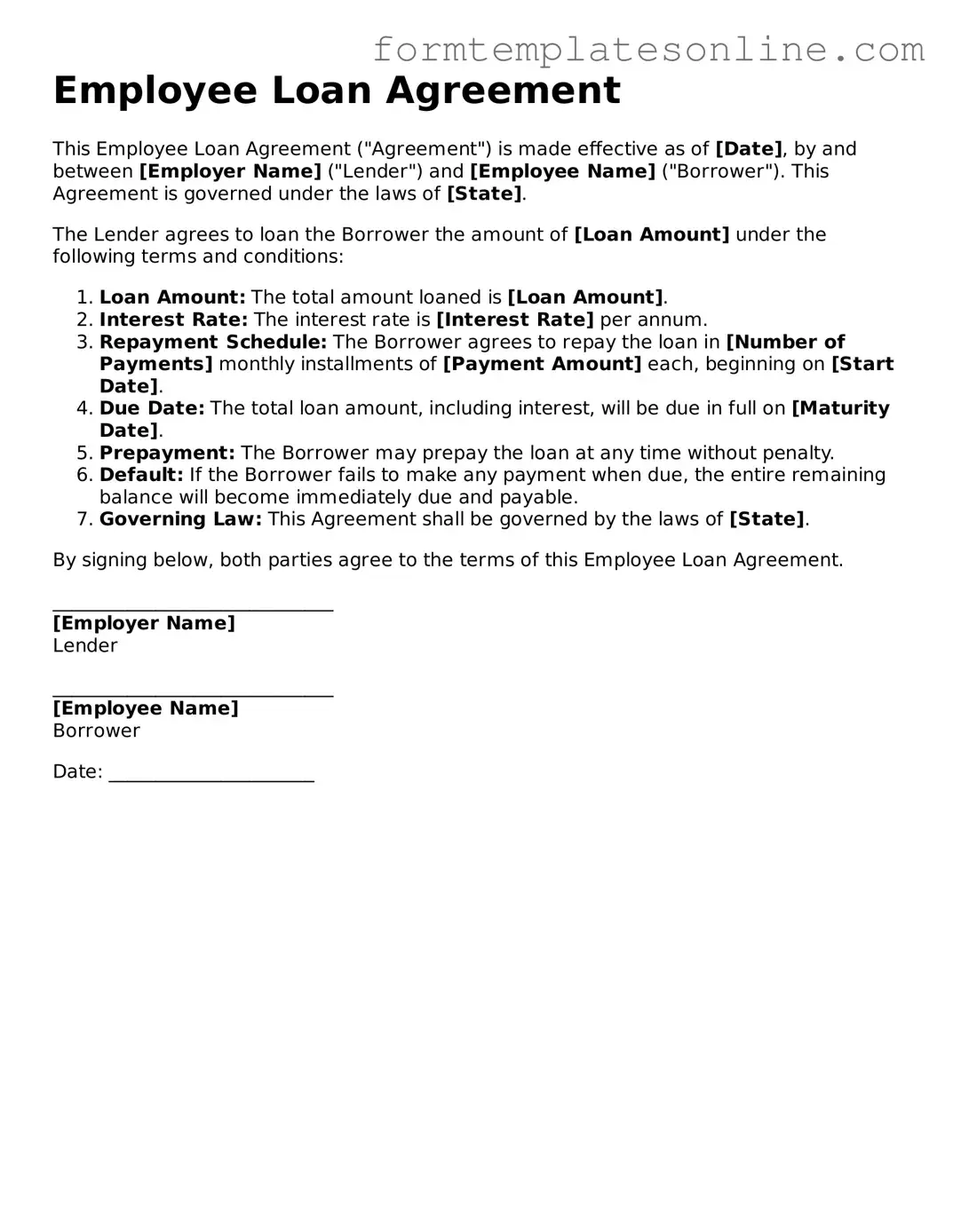 Attorney-Approved Employee Loan Agreement Template
