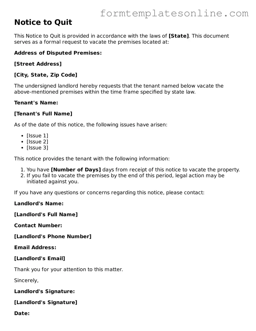 Attorney-Approved Notice to Quit Template