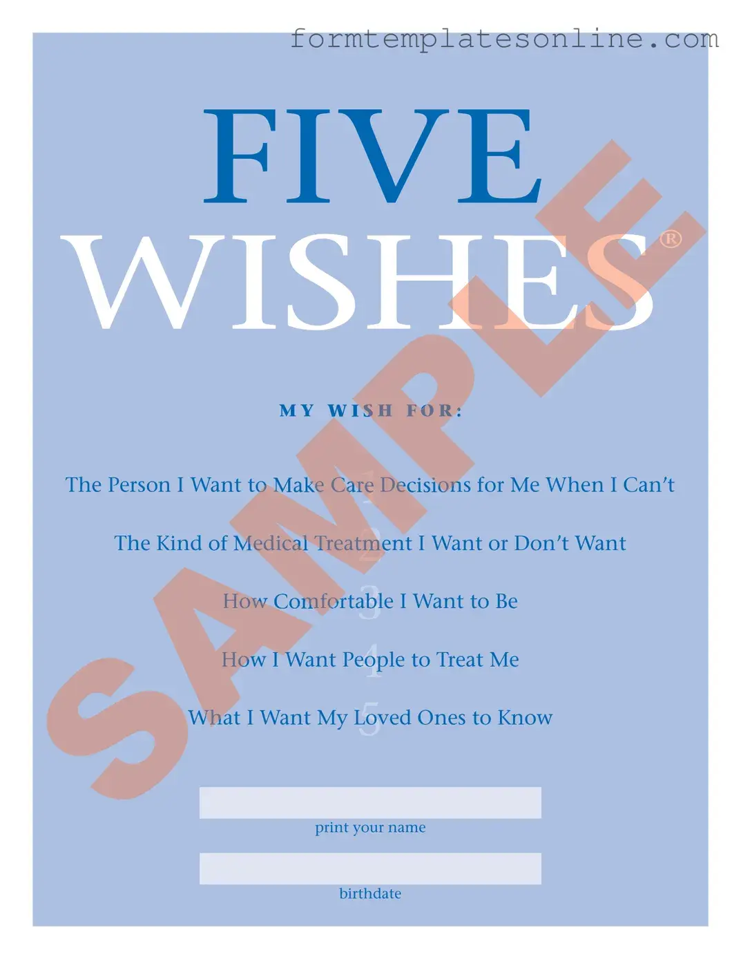 5 Wishes Document PDF Form