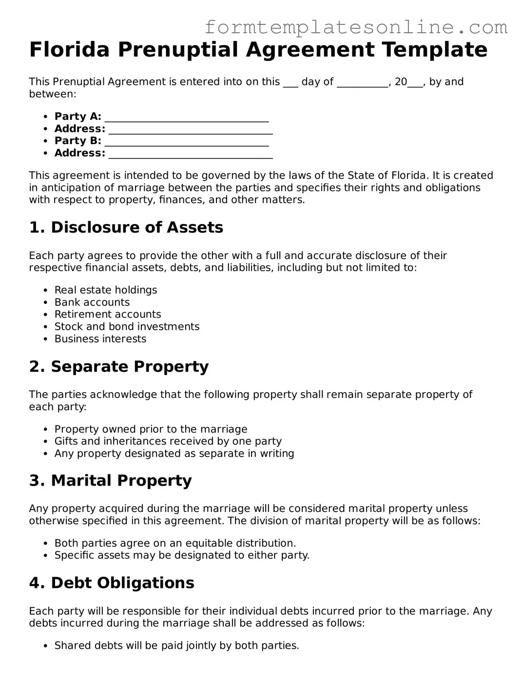Valid  Prenuptial Agreement Form for Florida