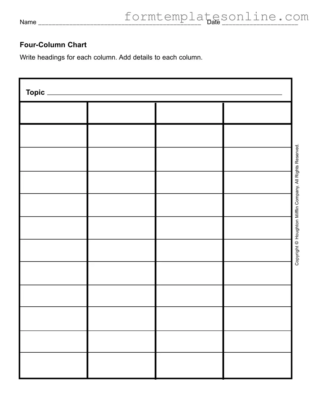 Four Column Chart PDF Form