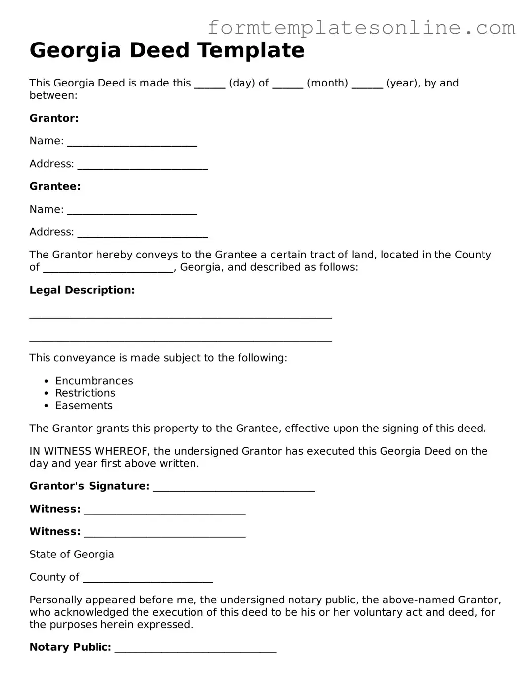 Valid  Deed Form for Georgia