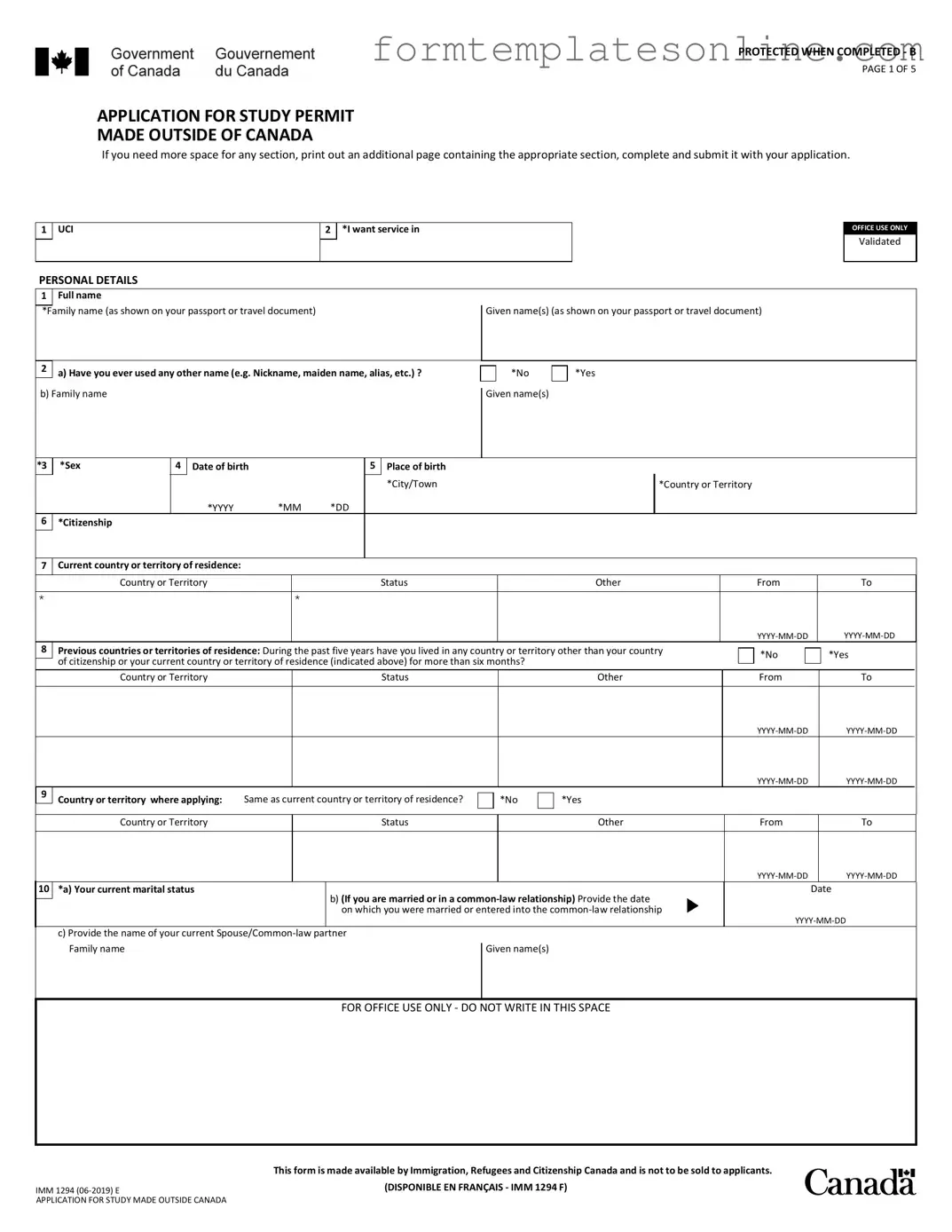 Imm 1294 PDF Form