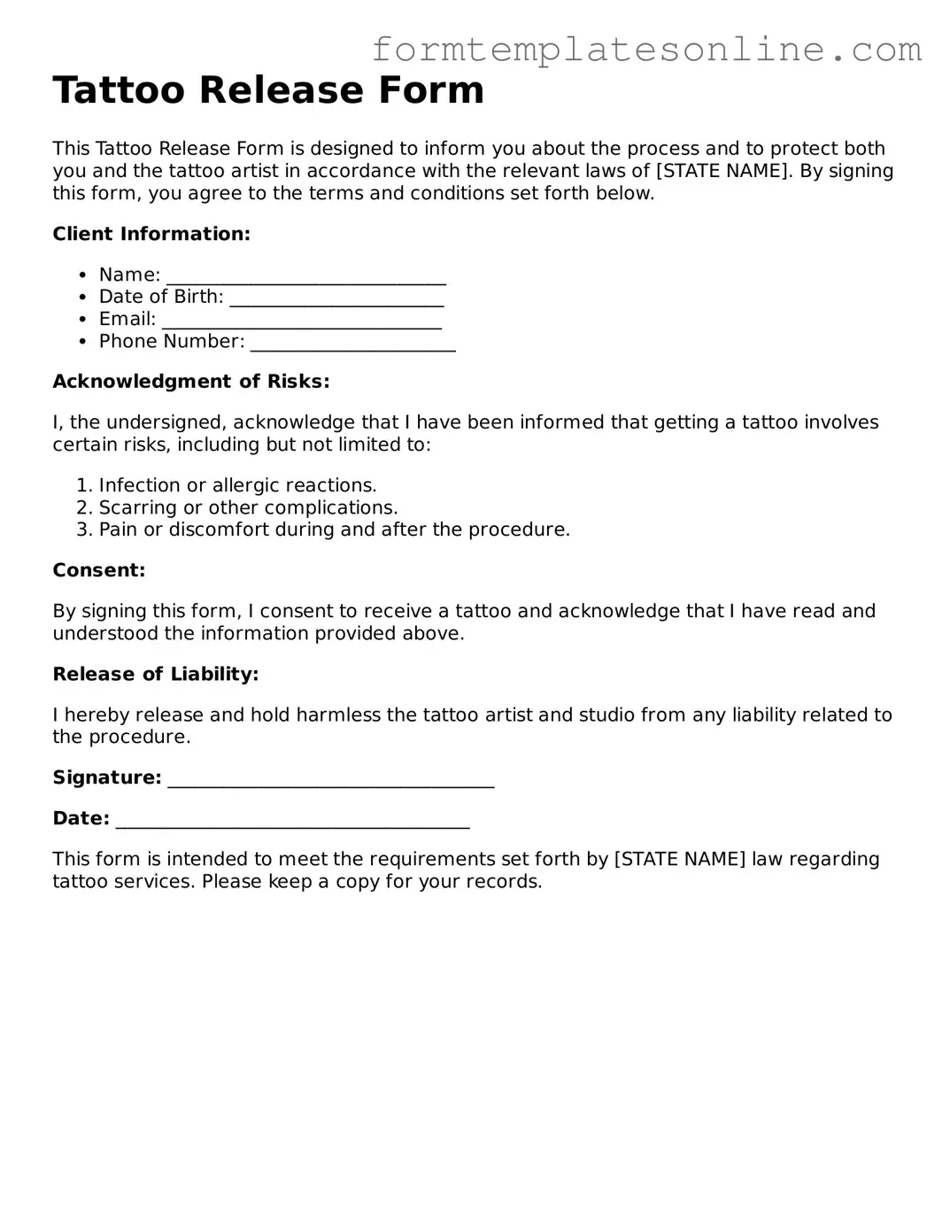Attorney-Approved Tattoo Release Template
