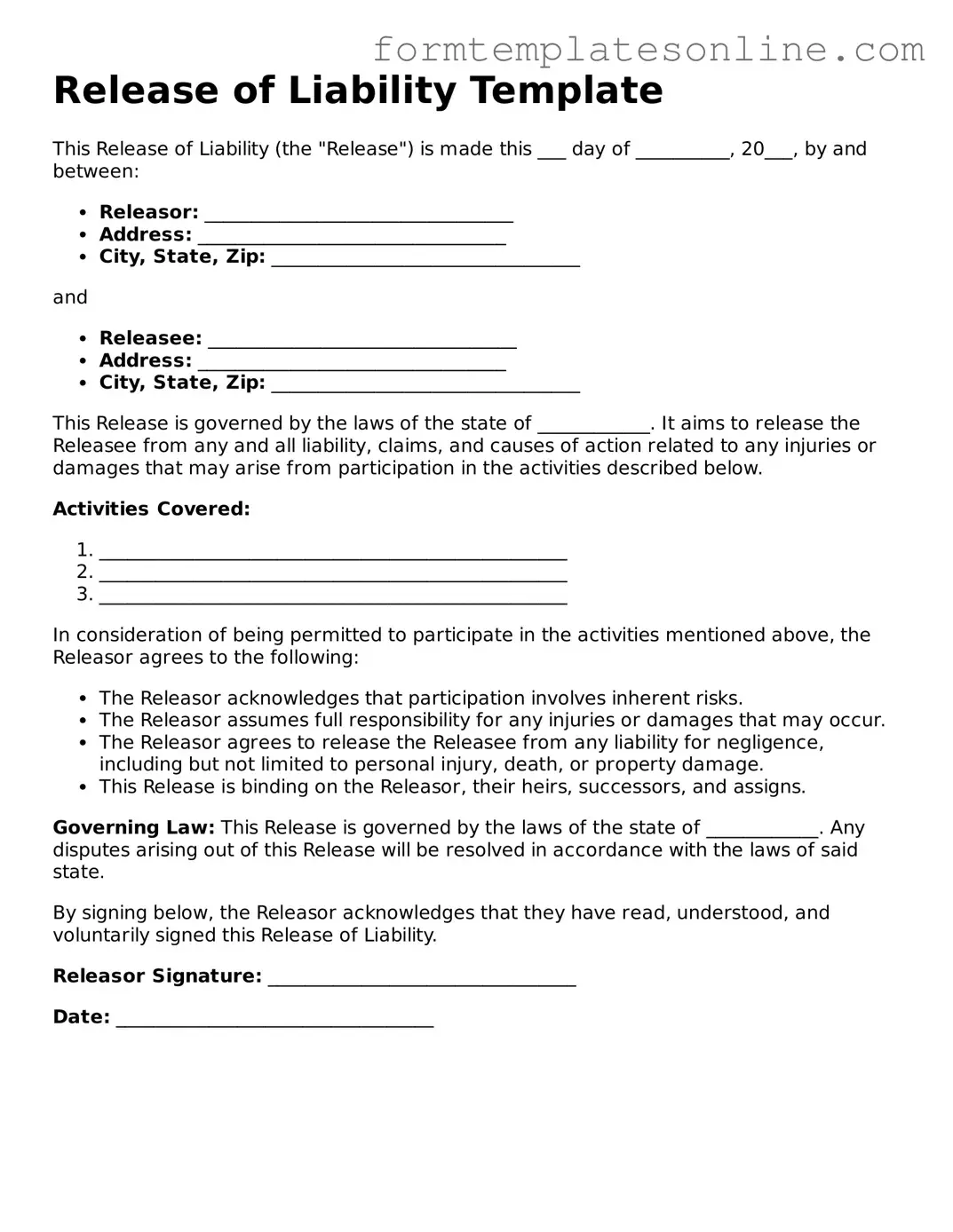Attorney-Approved Release of Liability Template