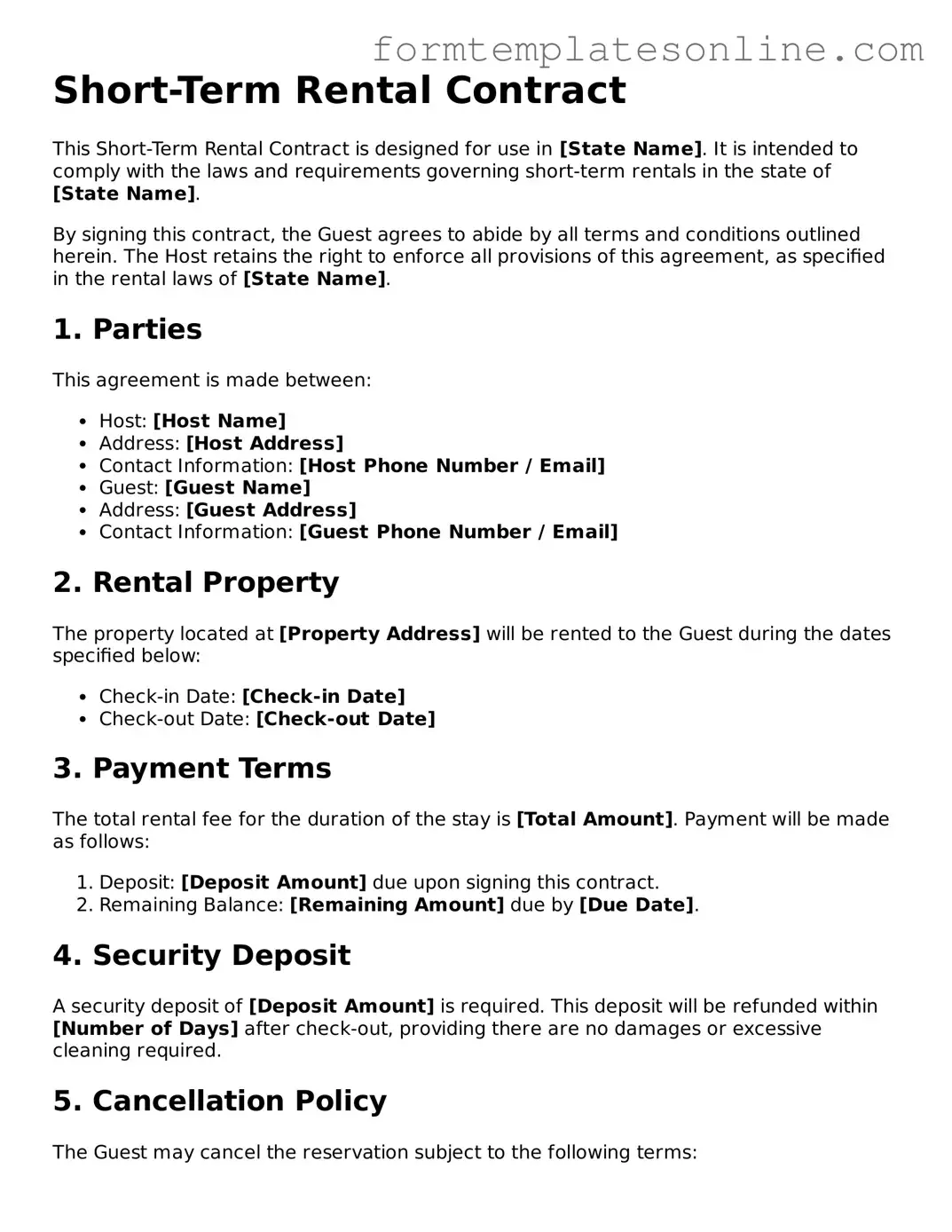 Attorney-Approved Short-Term Rental Contract Template