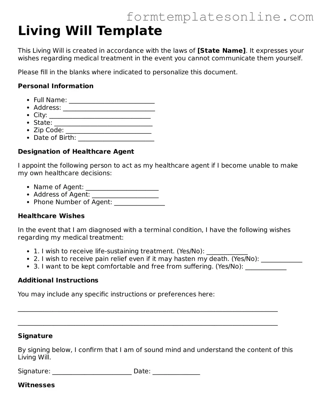 Attorney-Approved Living Will Template