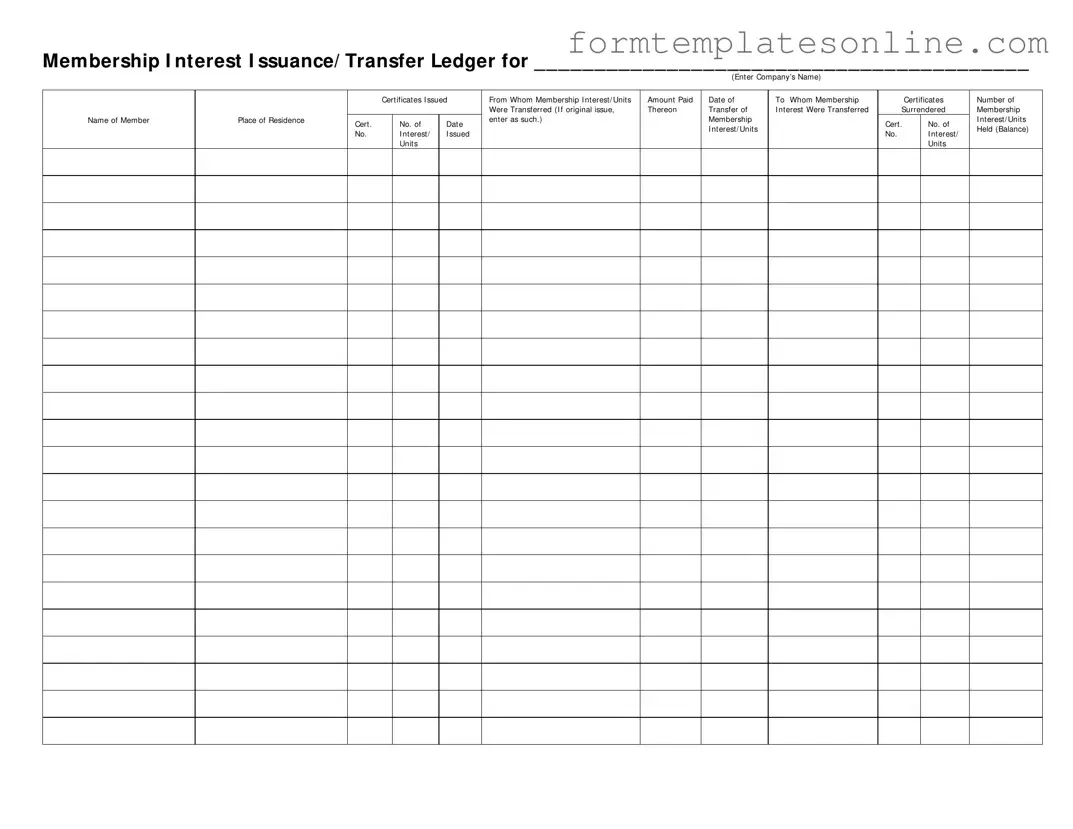Membership Ledger PDF Form