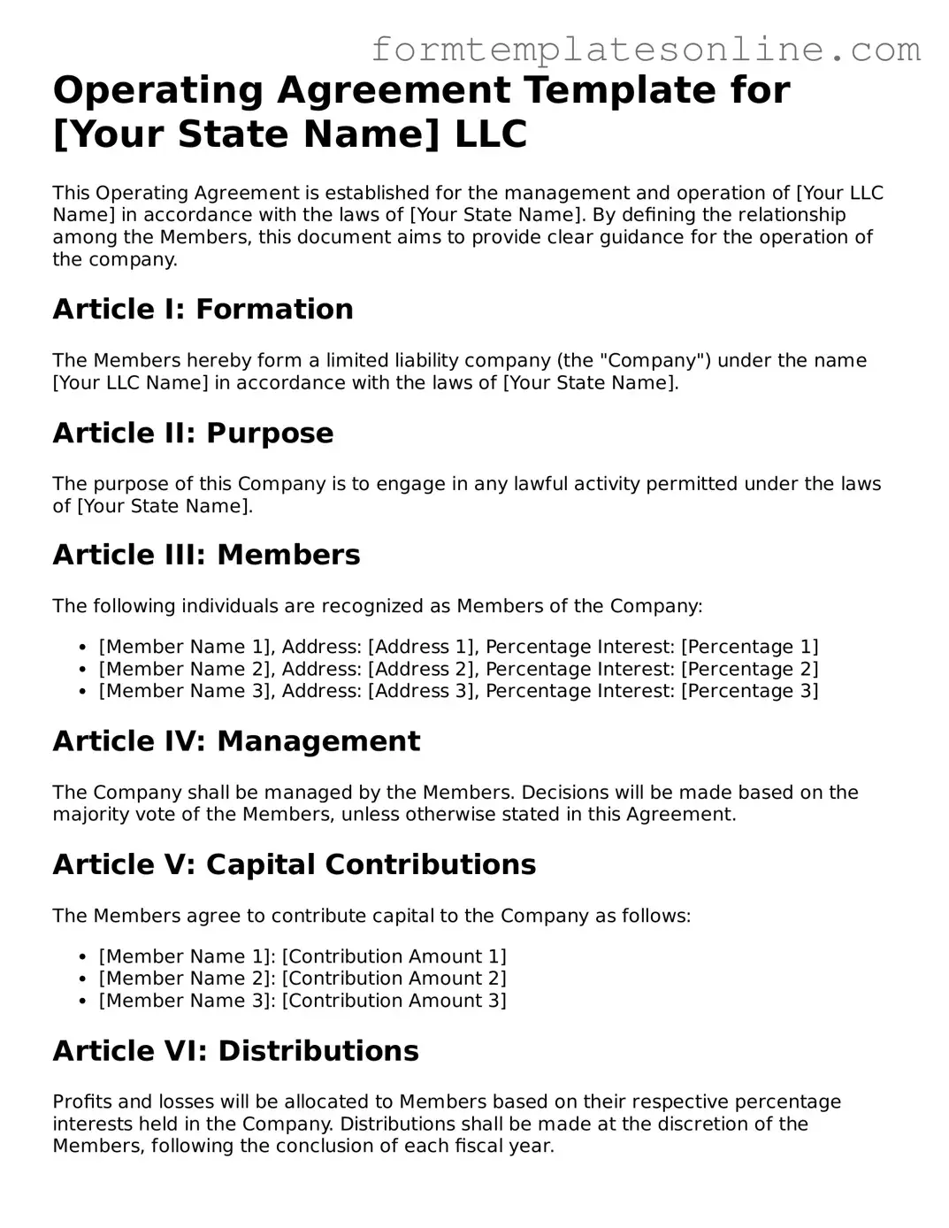 Attorney-Approved Operating Agreement Template