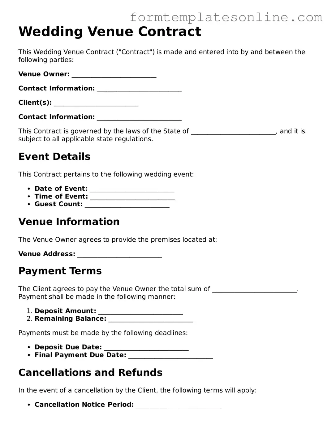Attorney-Approved Wedding Venue Contract Template