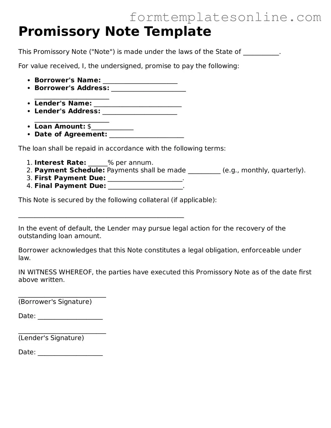 Attorney-Approved Promissory Note Template