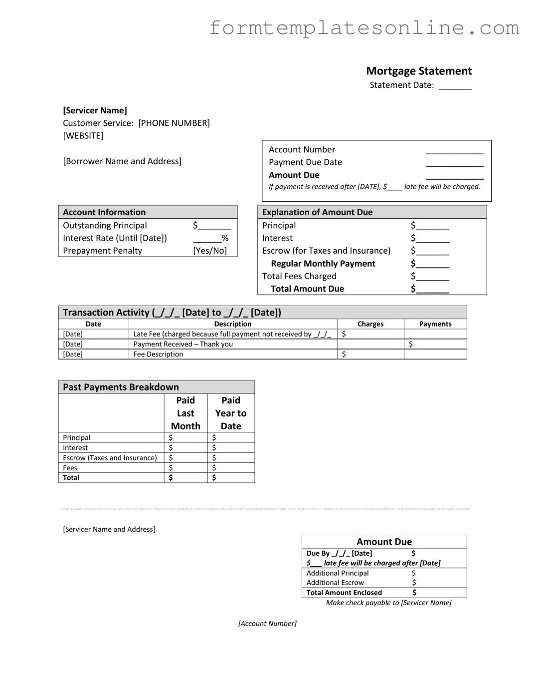 Mortgage Statement PDF Form