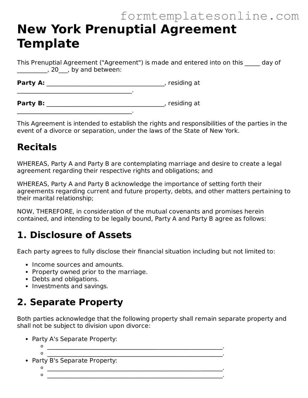 Valid  Prenuptial Agreement Form for New York