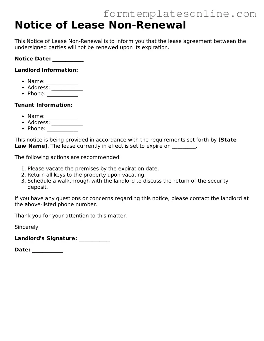 Attorney-Approved Notice of Lease Non-Renewal Template