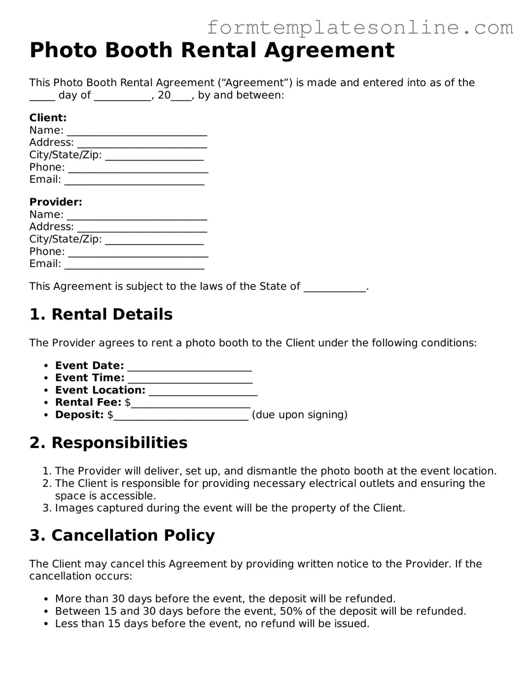 Attorney-Approved Photo Booth Rental Agreement Template