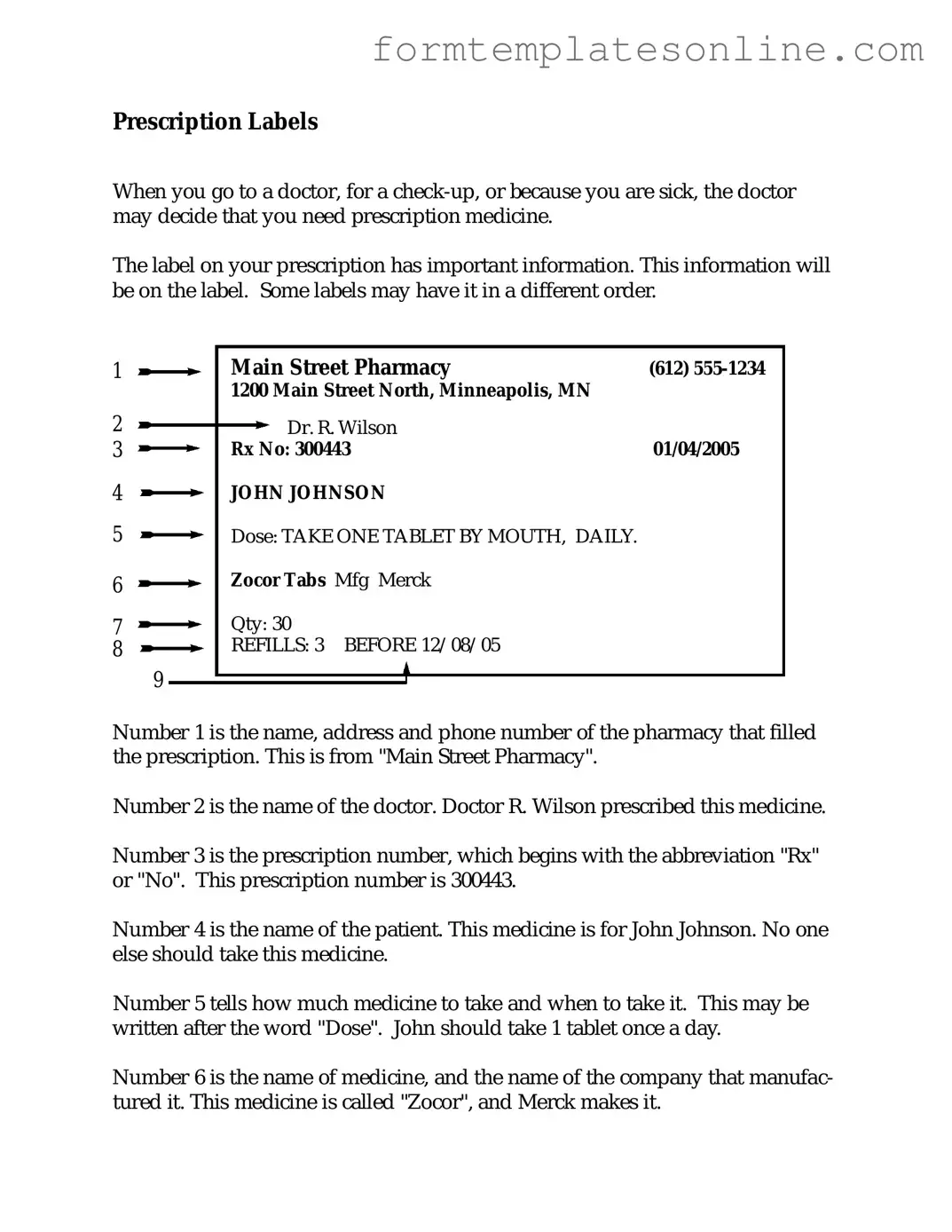 Prescription Label PDF Form