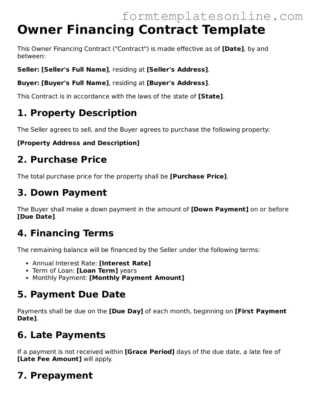 Attorney-Approved Owner Financing Contract Template