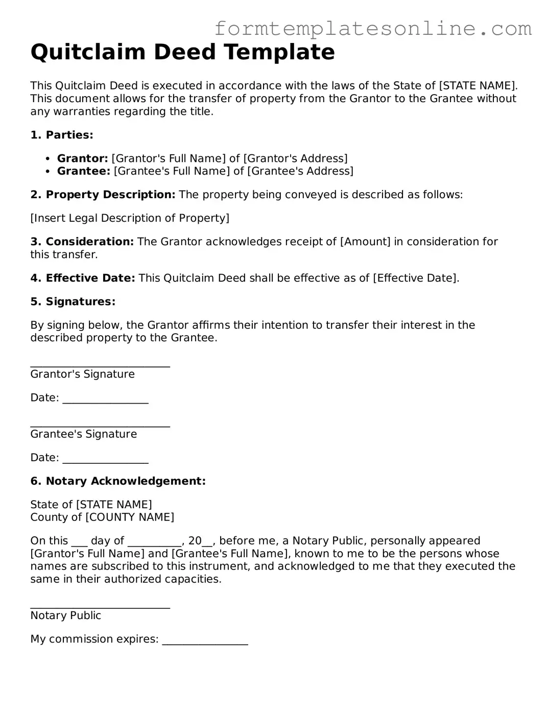Attorney-Approved Quitclaim Deed Template