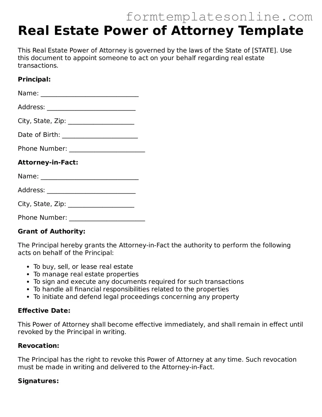 Attorney-Approved Real Estate Power of Attorney Template