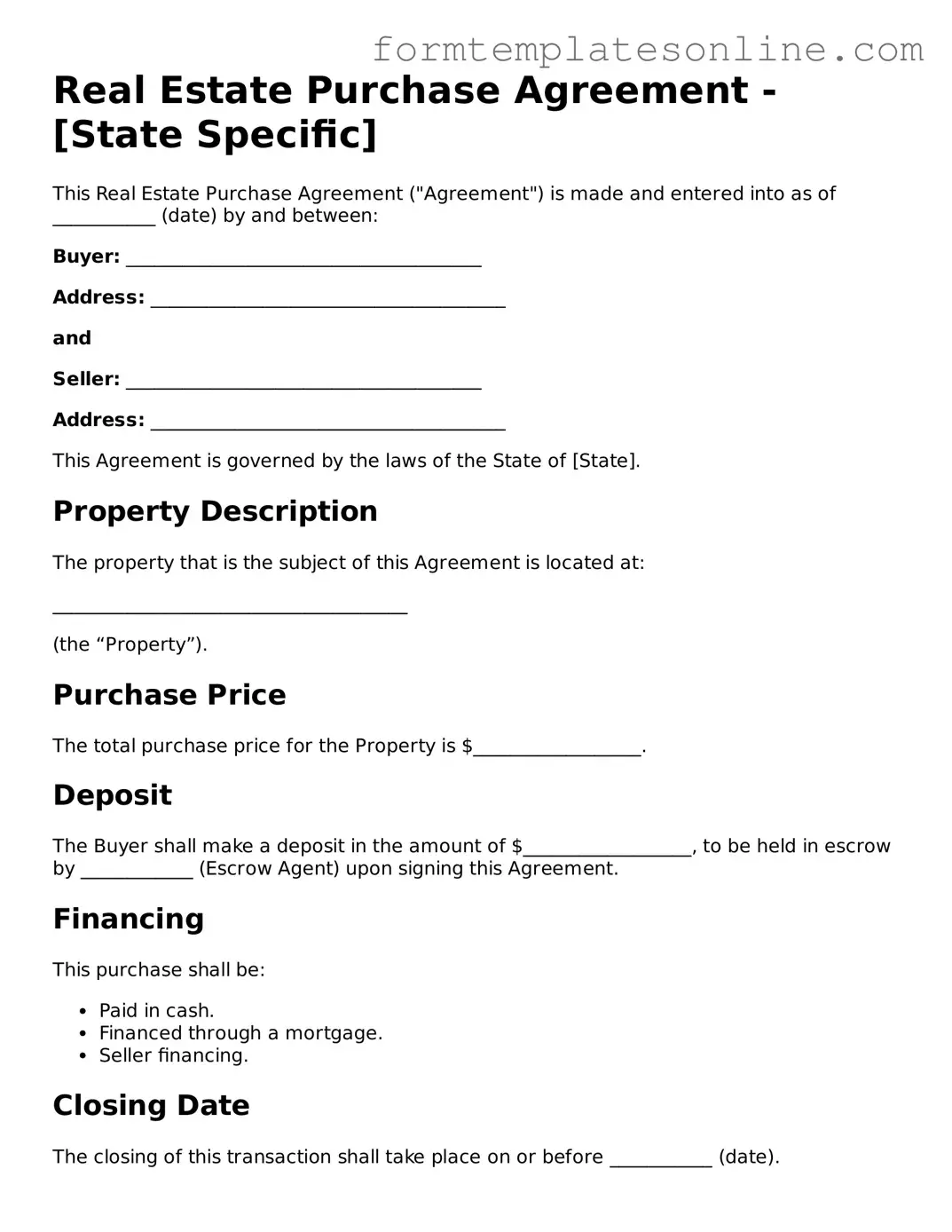 Attorney-Approved Real Estate Purchase Agreement Template