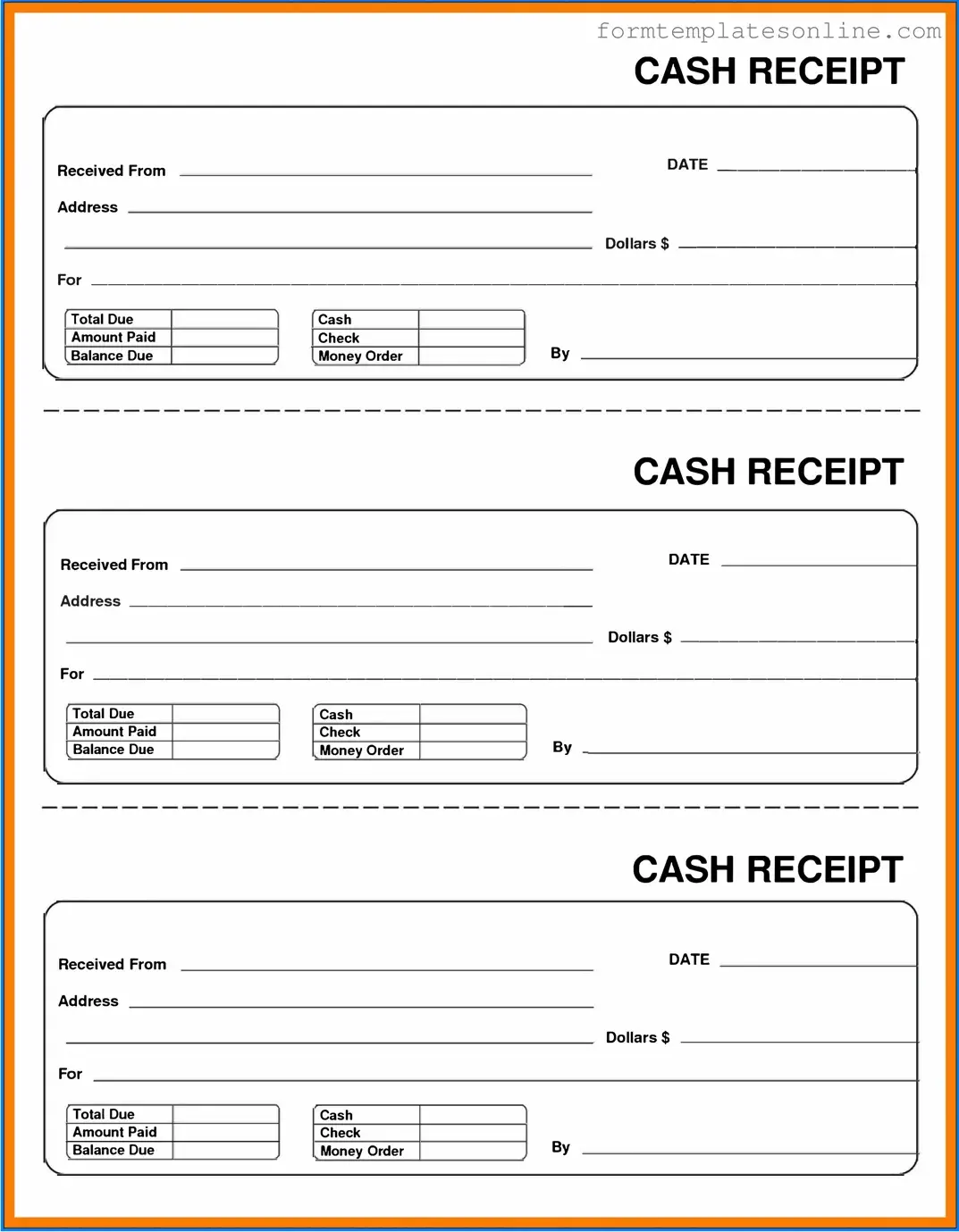 Cash Receipt PDF Form