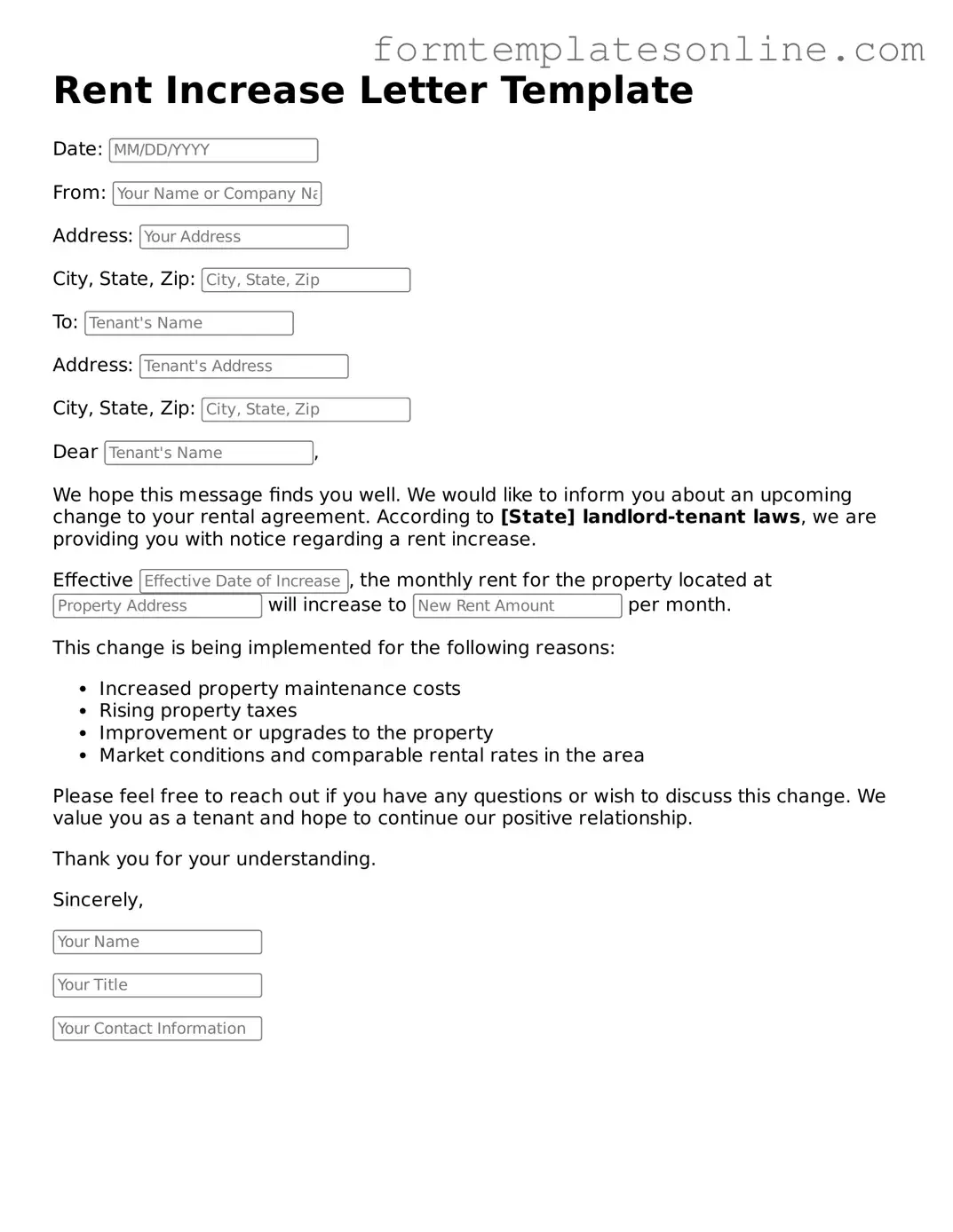 Attorney-Approved Rent Increase Letter Template