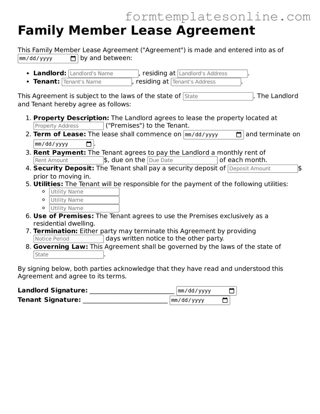 Attorney-Approved Family Member Lease Agreement Template