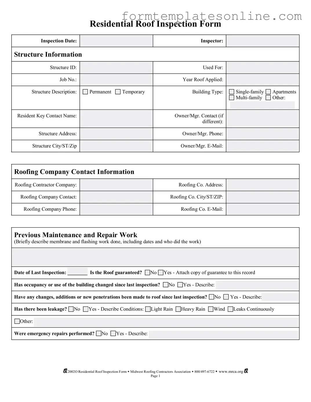 Roof Inspection PDF Form