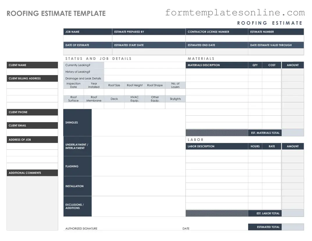 Roofing Estimate PDF Form