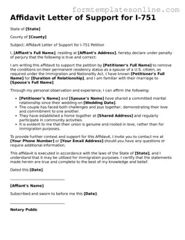 Attorney-Approved Affidavit Letter of Support for I-751 Template