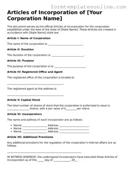 Attorney-Approved Articles of Incorporation Template