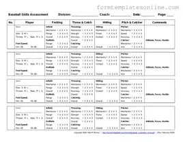 Baseball Assessment PDF Form