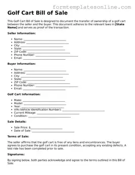 Attorney-Approved Golf Cart Bill of Sale Template