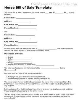 Attorney-Approved Horse Bill of Sale Template