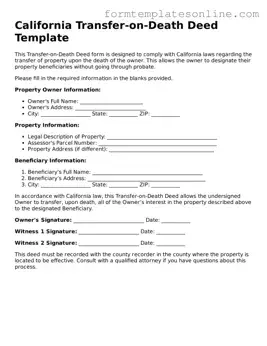 Valid  Transfer-on-Death Deed Form for California