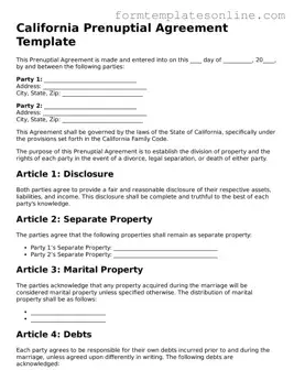 Valid  Prenuptial Agreement Form for California