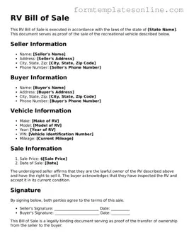 Attorney-Approved RV Bill of Sale Template