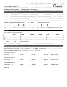 Chick Fil A Job Application PDF Form