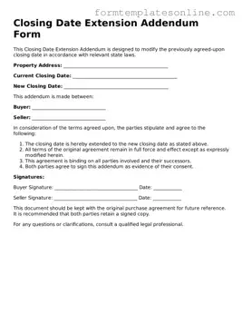 Attorney-Approved Closing Date Extension Addendum Form Template